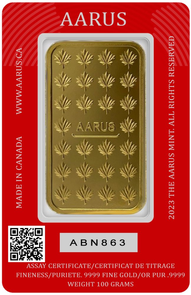 100 GRAM AARUS GOLD BAR